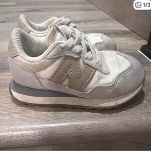 New Balance Kids White and Gray Sneakers